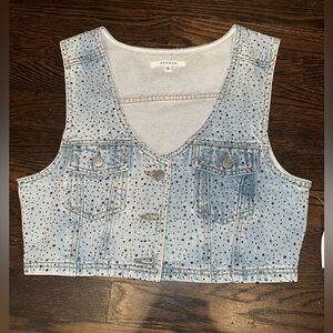 Blinged cropped denim vest NWT from PacSun